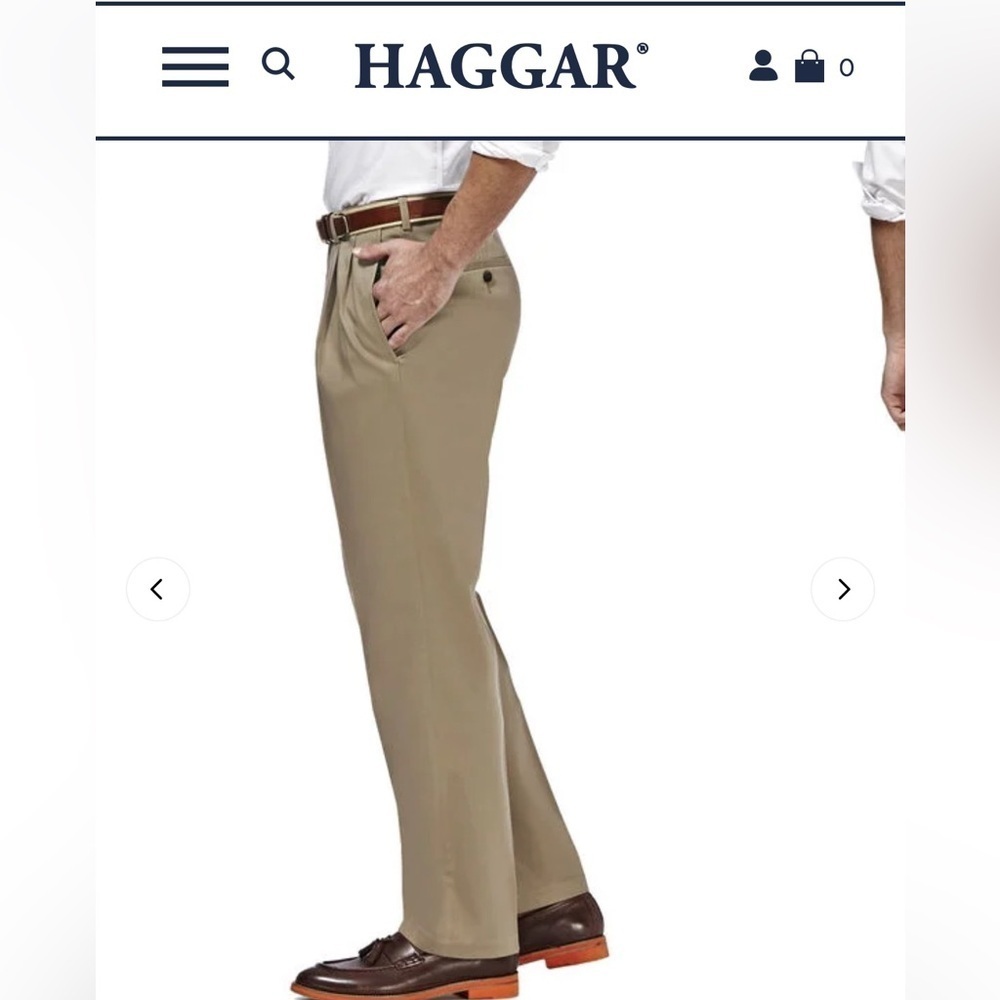 Haggar Men's Khaki Pleated Chinos with Comfort Waistband size 42/30 - Picture 6 of 7